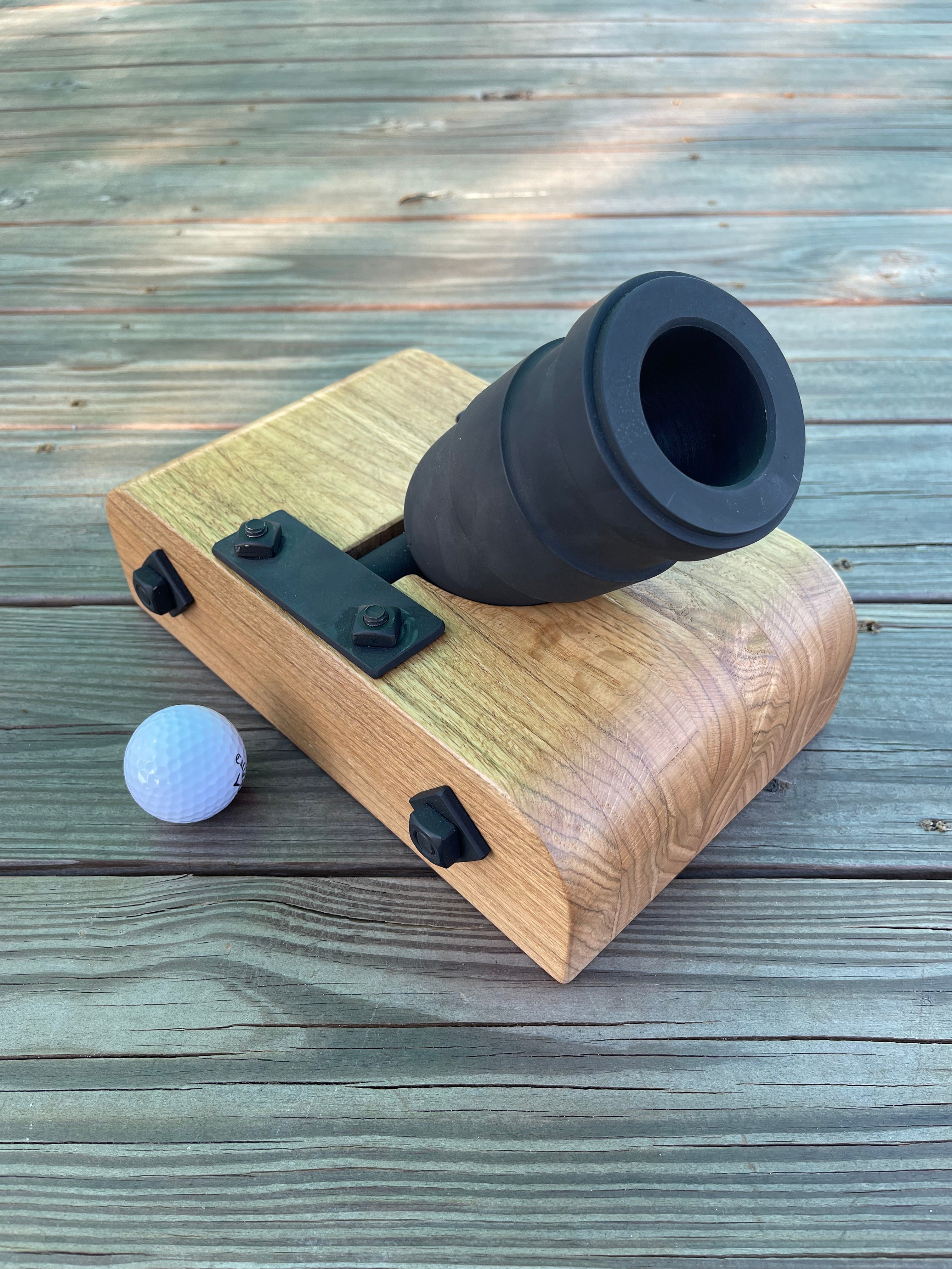 Coehorn Mortar Complete With Natural Finish Oak / Golfball Bore ...